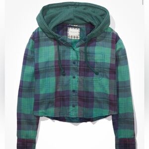 American Eagle Hooded Flannel Shirt